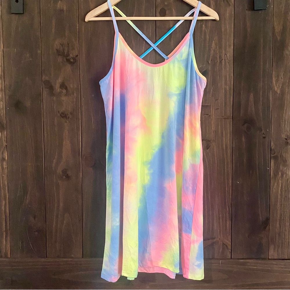Shein curve OXL Tie dye cami slip mini shirt dress